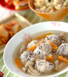 すりおろしレンコン入り団子の献立