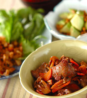 鶏レバーの甘辛煮の献立