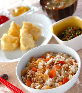 タケノコとツナの混ぜご飯の献立