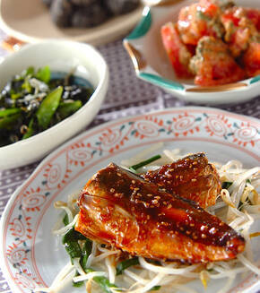 アジの干物のピリ辛焼きの献立