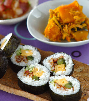 野沢菜の巻き寿司の献立