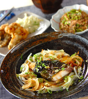 ブリのヘルシー蒸しの献立