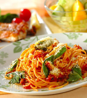 基本のトマトパスタの献立