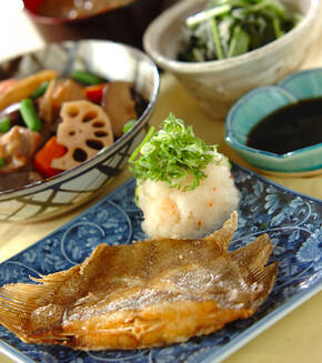 カレイの唐揚げの献立