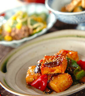 揚げ豆腐の甘辛炒めの献立