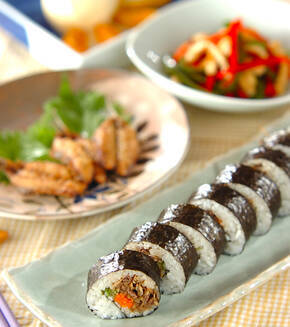 ゴボウと牛肉のしぐれ巻きの献立