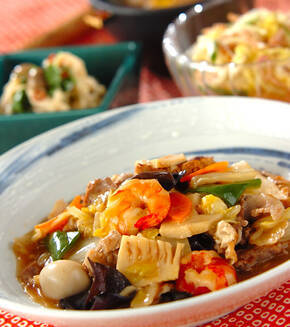 野菜たっぷり！厚揚げ入りあっさり和風八宝菜の献立