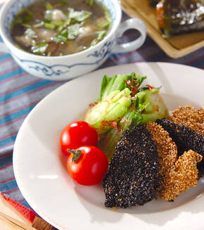 鶏むね肉のゴマ揚げの献立