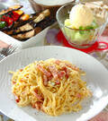 「生クリームなして作る本格濃厚カルボナーラ」の献立