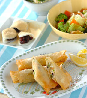 エビ入り春巻きの献立