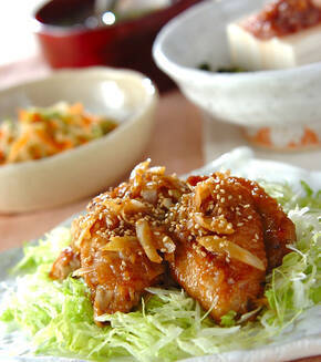 手羽先の甘辛ダレの献立