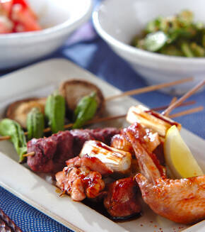焼き鳥風オーブン焼きの献立