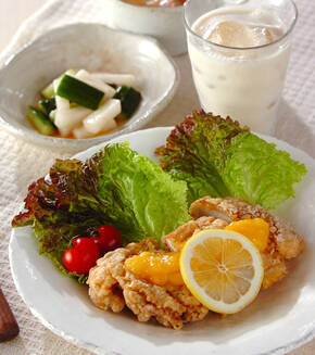 レモンソースがけ揚げ鶏の献立