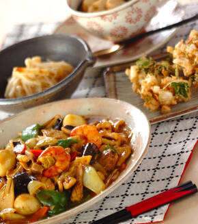 カレー風味の八宝菜の献立