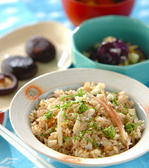 焼きアユの炊き込みご飯の献立