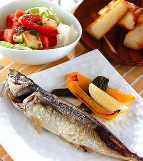 アジのハーブオーブン焼きの献立