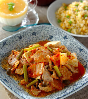 豚キム肉豆腐の献立