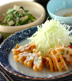 レンコンのはさみ揚げの献立