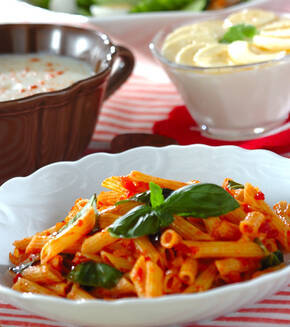 ペンネアラビアータの献立