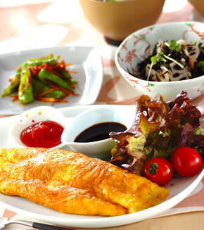 ひき肉入りオムレツの献立