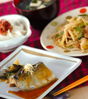 フライパンでつくる基本の鯖の味噌煮の献立