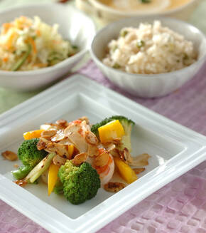 エビとホタテのソテー ナッツソースがけの献立