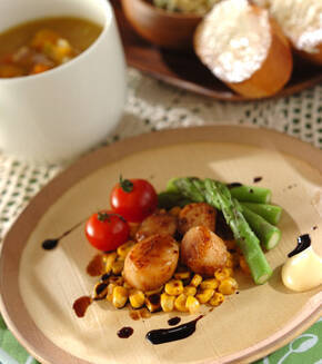 ホタテとコーンのバターソテーの献立