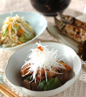 鶏肉と板コンの炒め煮の献立