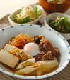 温泉卵のせ肉豆腐の献立