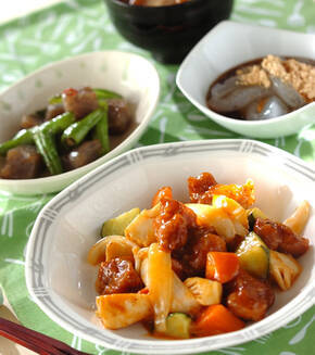 具だくさん酢豚の献立