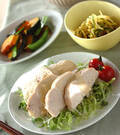 「レンジ蒸し鶏」の献立