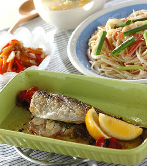アジのハーブオーブン焼きの献立