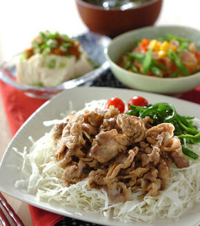 豚の黒糖ショウガ焼きの献立