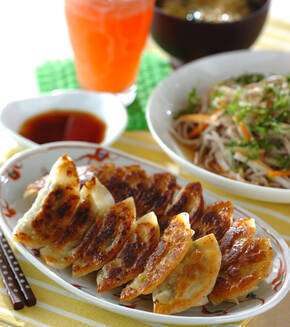 ゴボウ入り餃子の献立