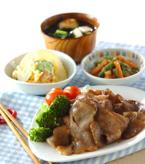 豚肉と板コンニャクのショウガ焼きの献立