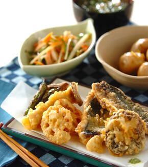 アジと野菜の天ぷらの献立