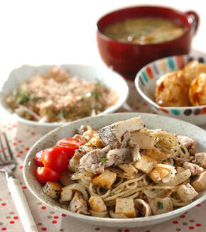 和風黒ゴマのパスタの献立