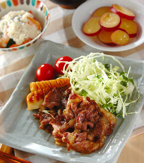 豚肉とタケノコのショウガ焼きの献立