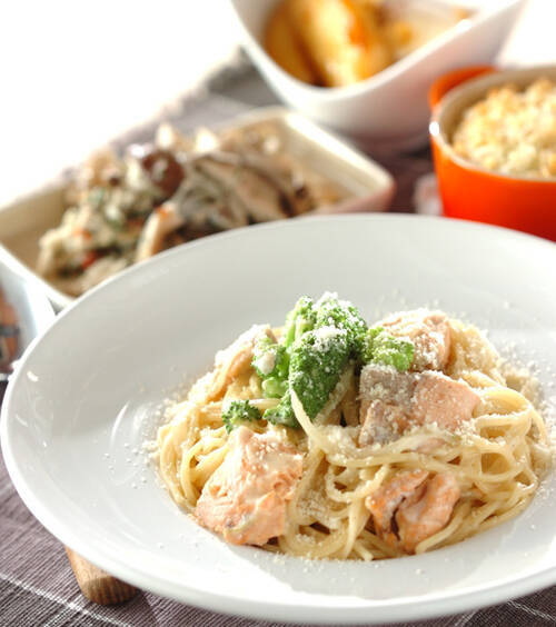 濃厚 サーモンのクリームパスタ の献立 レシピ E レシピ 料理のプロが作る簡単レシピ 13 10 16公開の献立です