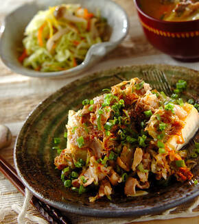 豆腐と豚肉の炒め物の献立