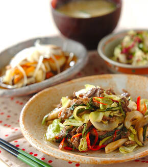 牛肉のコショウ炒めの献立