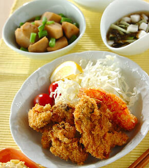 カキとエビのフライ・タルタルソースの献立