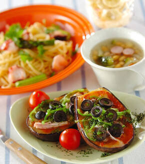 ナスのチーズ焼きの献立