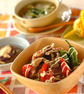 豚肉のショウガ焼き丼の献立