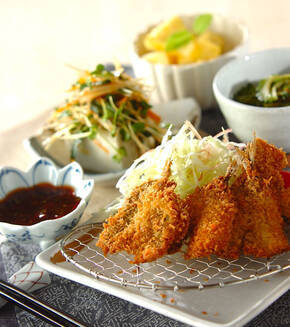 アジのフライ・梅肉ソースの献立