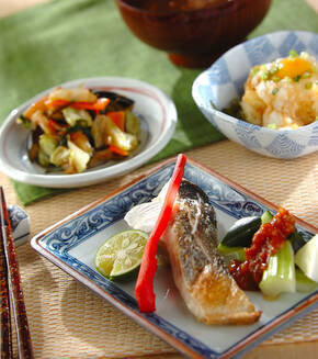 スズキのグリル塩焼きの献立