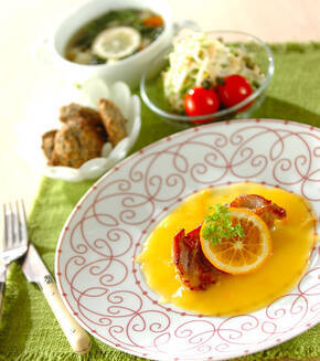 チキンのオレンジソースがけの献立