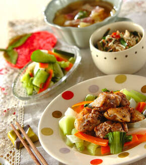 チキンのペッパー炒めの献立