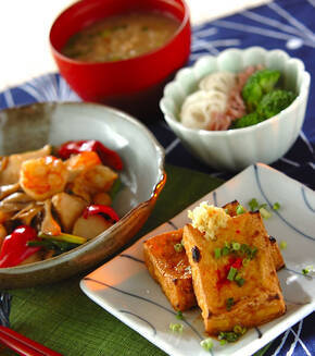 カリッと厚揚げのステーキの献立