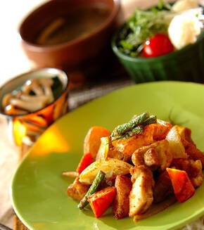 鶏のカレー炒めの献立